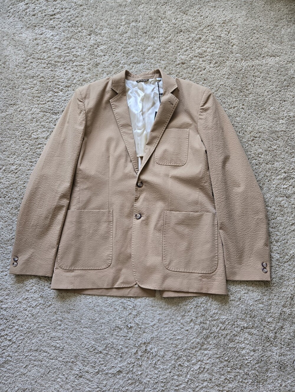 Billy Reid Seersucker Archie Jacket Mens 42R Tan Lightweight Sport Coat